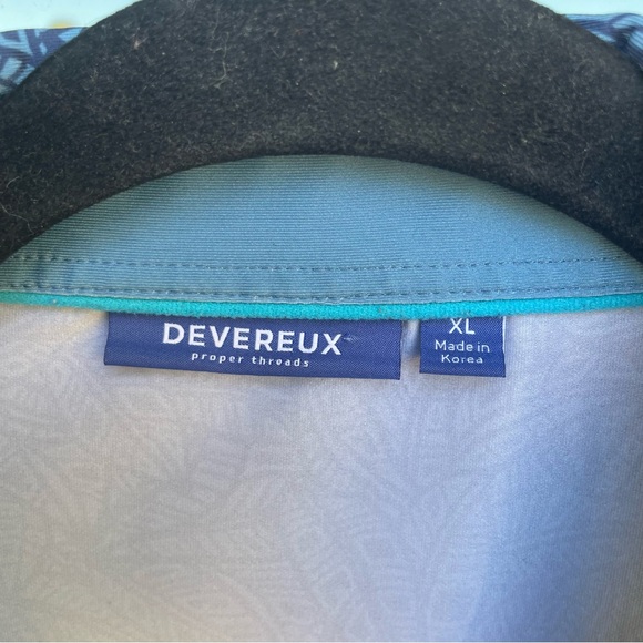 Devereux Navy Blue / Light Blue Geo Leafy Print Golf Polo XL - Picture 8 of 10